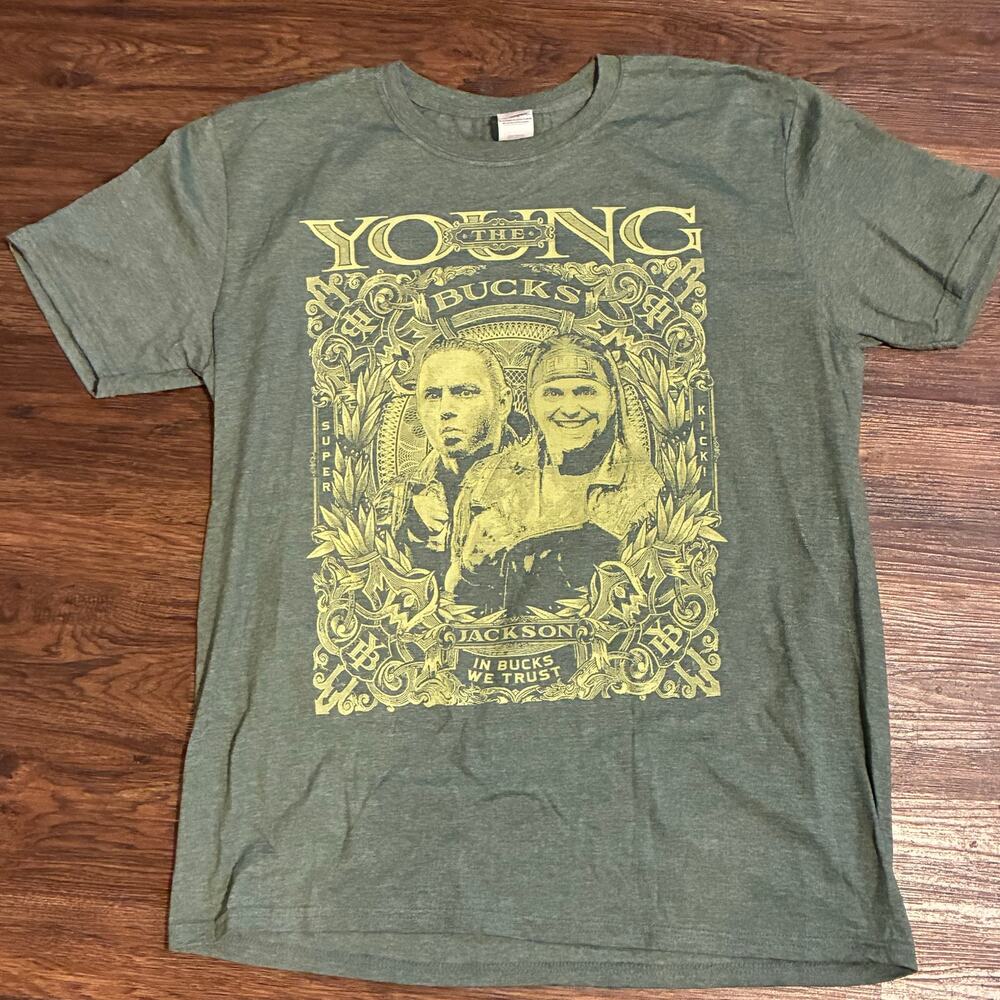 Young Bucks T-Shirt Large Bullet Club NJPW AEW Pro Wrestling Loot Exclusive
